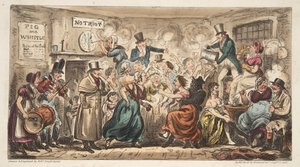 Der Buff Club im Pig and Whistle, Avon Street, Bath, aus The English Spy, veröffentlicht London, 1824