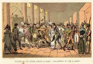 Außerhalb des Opernhauses bei Nacht von Isaac, Robert and George Cruikshank