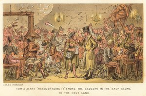 Tom und Jerry maskieren sich unter den Bettlern in den Hinterhöfen im Heiligen Land von Isaac, Robert and George Cruikshank