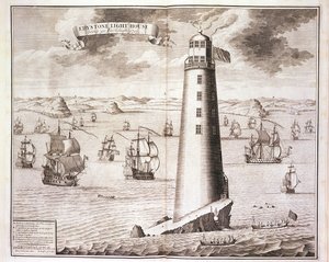 Der Eddystone-Leuchtturm, graviert von Hendrick Hulsbergh, 1713 von Isaac Sailmaker