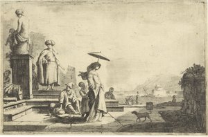 Blick auf einen mediterranen Hafen von Isaac Vincentsz. van der Vinne