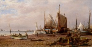 Brighton Beach mit Fischerbooten
