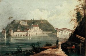 Fairmount Waterworks, nach einem Stich von W. H. Bartlett um 1835 von Isaac Williams