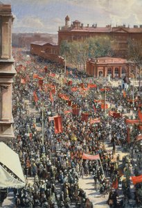 Demonstration auf der Oktober 25th Avenue, Skizze für das Gemälde von 1934 in der Tretjakow-Galerie, 1930
