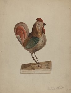 Pa. Deutsches Spielzeughahn mit Blasebalg von Isabelle De Strange