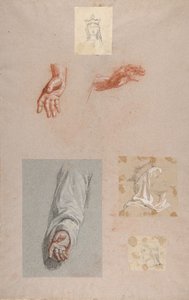 a. Hände des heiligen Remi unteres Register, b. Kopf der heiligen Clotilde oberes Register..., 19. Jahrhundert