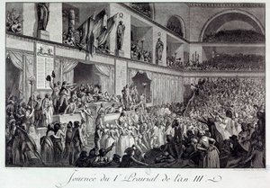 Französische Revolution: der Tag des Volksaufstands gegen den Hunger am I Prairial des Jahres III (20.05.1795): die Bevölkerung stürmte die Konvention und massakrierte den Abgeordneten Jean Bertrand Feraud (1759-1795), der für die Versorgung von Paris zust