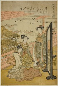 Abendrot bei Matsusaki (Matsusaki no sekisho), aus der Serie "Acht modische Ansichten von Edo (Furyu Edo hakkei)"