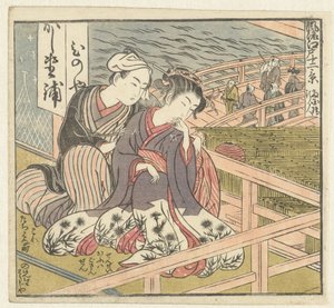 Liebespaar auf der Veranda von Isoda Koryusai