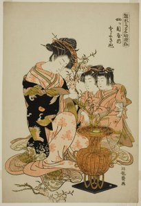 Sayoginu von der Yotsumeya, aus der Serie "Modelle für Mode: Neue Designs so frisch wie junge Blätter (Hinagata wakana hatsu moyo)"