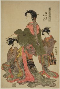 Tamazusa von Iedaya, aus der Serie "Modelle für Mode: Neue Designs so frisch wie junge Blätter (Hinagata wakana hatsu moyo)" von Isoda Koryusai