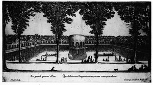 Der große Wasserplatz des Château de la Rochefoucauld in Liancourt; von Israel