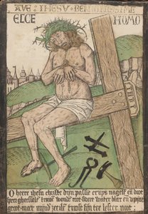Album mit zwölf Kupferstichen der Passion, ein Holzschnitt von Christus als der Mann der..., spätes 15. Jahrhundert von Israhel van Meckenem