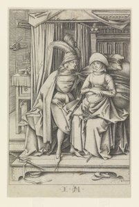 Paar auf einem Bett, aus Szenen des täglichen Lebens von Israhel van Meckenem