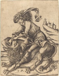 Samson und der Löwe von Israhel van Meckenem