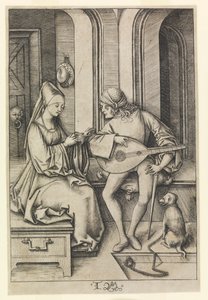 Der Lautenspieler und der Sänger (2. Zustand) von Israhel van Meckenem