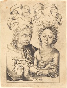 Der törichte alte Mann und das junge Mädchen von Israhel van Meckenem after Master of the Housebook