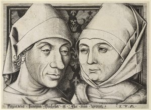Selbstporträt mit Ehefrau Ida, um 1490