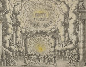 Entwurf für ein Theaterstück von Giacomo Torelli da Fano für das Ballett 