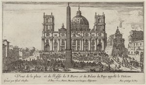 Ansicht des Platzes und der Kirche von St. Peter und des Papstpalastes, genannt der Vatikan von Israël Silvestre