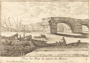 Blick auf die Steinbrücke von Rouen