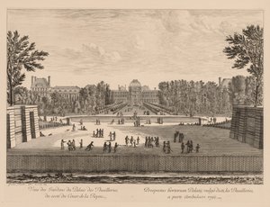 Ansicht des Palastes und der Gärten der Tuilerien, von der Seite des Cours la Reine, 1673 von Israël Silvestre