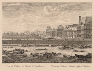 Ansicht des Palastes und der Gärten der Tuilerien, von der Quai-Seite