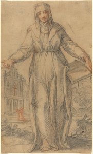Heilige Frau (Heilige Klara von Assisi oder Heilige Katharina von Siena?) von Italian 17th Century