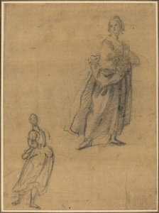Zwei Studien einer stehenden Frau von Italian 17th Century