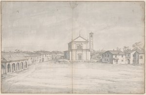 Stadtzentrum mit Kirche von Italian 18th Century