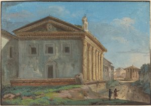 Tempio della Fortuna Virile mit dem Tempio di Vesta in der Ferne von Italian 18th Century
