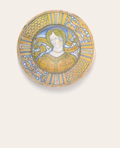 Ein Deruta Gold-Lustre Bella Donna Teller, ca. 1500-30