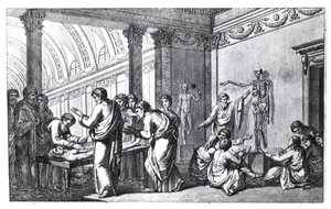 Eine Schule der Anatomie in der Antike, aus Tabulae Anatomicae von Pietro Berrettini da Cortona (1596-1669) veröffentlicht in Rom, 1778 von Italian School
