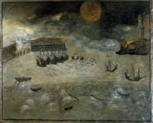 Ein Sturm in einem Hafen. Ex Voto des 17. Jahrhunderts aus der Kirche der Madonna dell