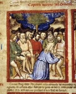 Abraham beschneidet die Juden, Illustration aus "Der Codex von Padua" 1390-1400 von Italian School