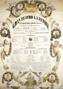 Plakat des Theaters La Fenice in Venedig für die Saison 1843 - 1844. von Italian School