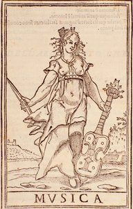 "Allegorie der Musik" Seite aus "Somma di tutte le scienze" Essay von Aurelio Marinati (16. Jahrhundert) von Italian School