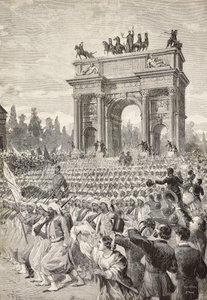 Alliierte Truppen betreten Mailand durch den Friedensbogen, 7. Juni von Italian School