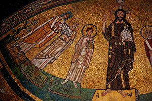 Apsis mit Christus, Heiligen und Papst Gregor IV (Mosaik) von Italian School