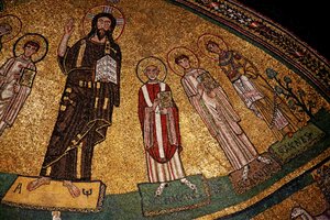 Apsis mit Christus, Heiligen und Papst Gregor IV (Mosaik) von Italian School