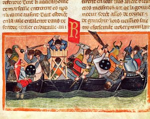 Schlacht zwischen Römern und Galliern, aus Le Vite di Dodici Cesari von Gaius Suetonius Tranquillus (ca. 75-150) von Italian School