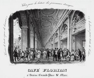 Caffe Florian auf dem Markusplatz in Venedig, Gravur, Italien