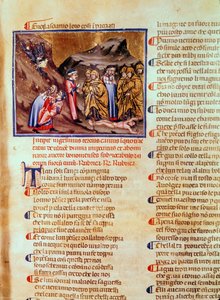 Canto XXIII Dante und Virgil im Kreis der Heuchler, mit Kaiphas am Boden gekreuzigt, aus der Göttlichen Komödie (Inferno), ca. 1313 von Italian School