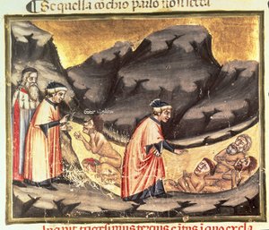 Canto XXXIII Dante und Virgil treffen Ugolino im Kreis der Verräter, aus der Göttlichen Komödie (Inferno), ca. 1313