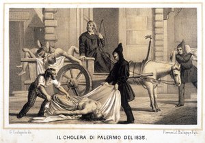 Karren sammelt die Toten während der Cholera-Epidemie in Palermo im Jahr 1835 ein