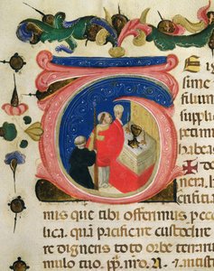 Feier der Eucharistie, aus einer Mariegola der Laiengilde des Hl. Hieronymus, um 1400 von Italian School