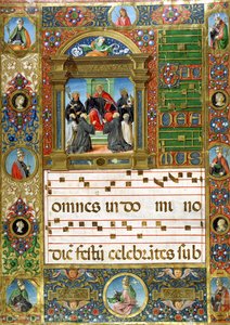 Choralminiatur mit St. Benedikt, der zu Mönchen predigt von Italian School