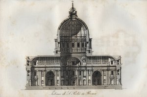 Querschnitt der Petersbasilika (Basilika St. Peter) in Rom - Gravur aus „Usi e Costumi di Tutti i Popoli dell