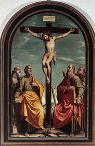 Kreuzigung mit den Heiligen Petrus, Paulus, Romualdo und Franziskus von Italian School