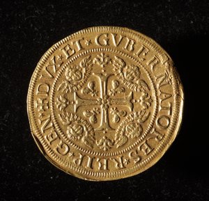 Währung der Republik Genua: 12,5 Gold-Doppie-Münze. Durchmesser 61 mm. 1656. Vorderseite. Genes Musei di Strada Nuova (inv. 6453) von Italian School